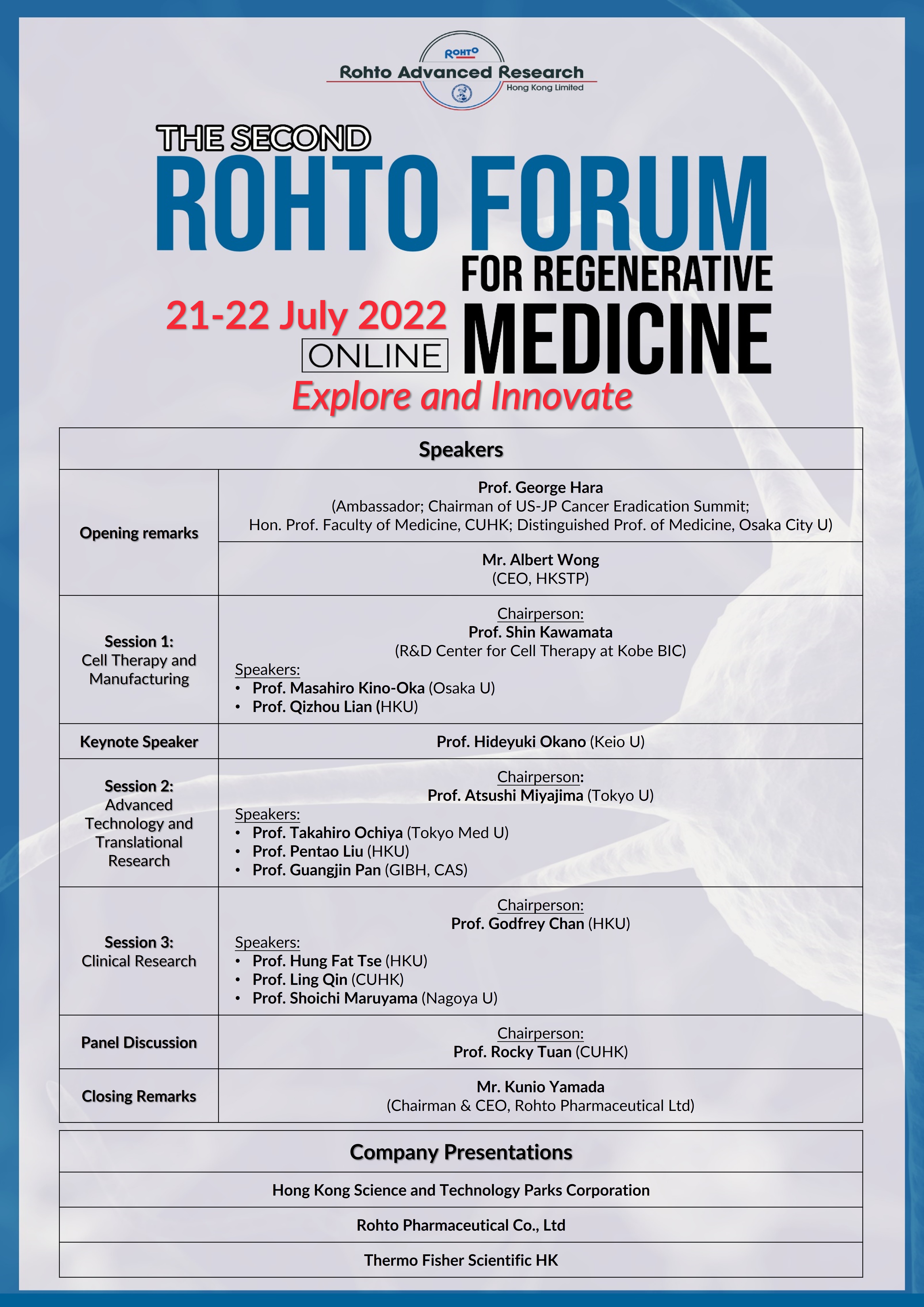 rohto forum speaker list